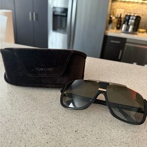 Tom Ford Black Aviator Sunglasses with Case